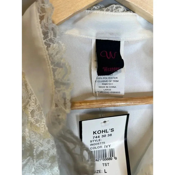 Wrapper Kohls white ivory lace button tank blouse top shirt career size LARGE - Picture 3 of 5